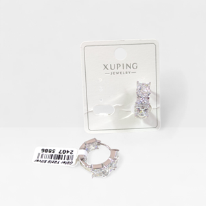 XUPING BÜYÜK TAŞLI GURMET 13 MM HALKA KÜPE BEYAZ