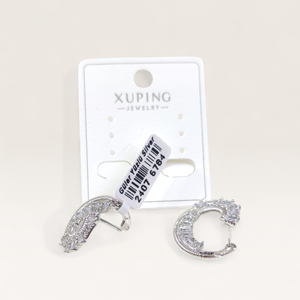 XUPING 2 CM BAGET DETAY ABİYE KÜPE BEYAZ