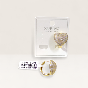 XUPING 15 MM TAŞLI KALP 10 MM HALKA KÜPE GOLD