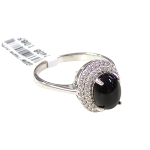 13 MM OVAL SİYAH ZİRKON TAŞLI GÜMÜŞ YÜZÜK