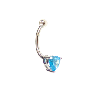 İTHAL 6 MM MAVİ KALP GÜMÜŞ GÖBEK PIERCING
