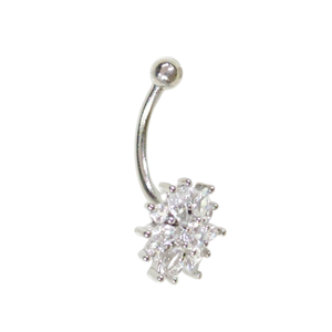 İTHAL 11 MM ÇİÇEK GÜMÜŞ GÖBEK PIERCING