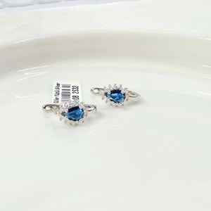 İTHAL SAFİR ZİRKON DAMLA GÜMÜŞ 8X11 MM HALKA J KÜPE