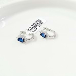 İTHAL SAFİR ZİRKON DAMLA GÜMÜŞ 8X11 MM HALKA J KÜPE