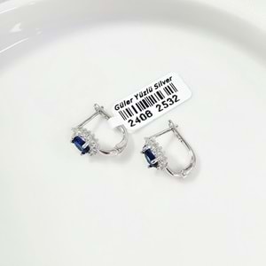 İTHAL SAFİR ZİRKON DAMLA GÜMÜŞ 8X11 MM HALKA J KÜPE