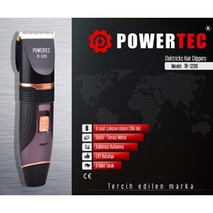 POWERTEC TR-3200 PROFESYONEL ŞARJLI YEDEK BATARYALI TRAŞ MAKİNESİ
