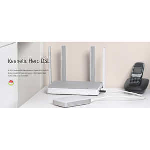 KEENETIC HERO DSL AC1300 5GPort Mesh VDSL2/ADSL2 Modem Router KN-2410-01TR