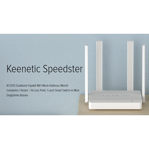 KEENETIC SPEEDSTER AC1200 4X5DBI Vpn Dualcore Mu-Mımo Beamforming Wpa3 5xge Fiber Mesh Wifi Router Access Point KN-3010-01EN