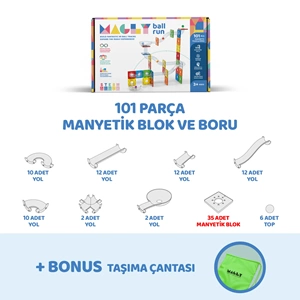 MAGLY BALL RUN PARKUR OYUNU – ÇOCUKLAR İÇİN RENKLİ 3 BOYUTLU 101 PARÇA MANYETİK YAPI SETİ