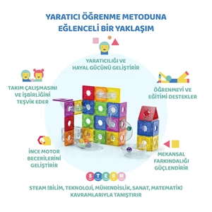 MAGLY BALL RUN PARKUR OYUNU – ÇOCUKLAR İÇİN RENKLİ 3 BOYUTLU 101 PARÇA MANYETİK YAPI SETİ