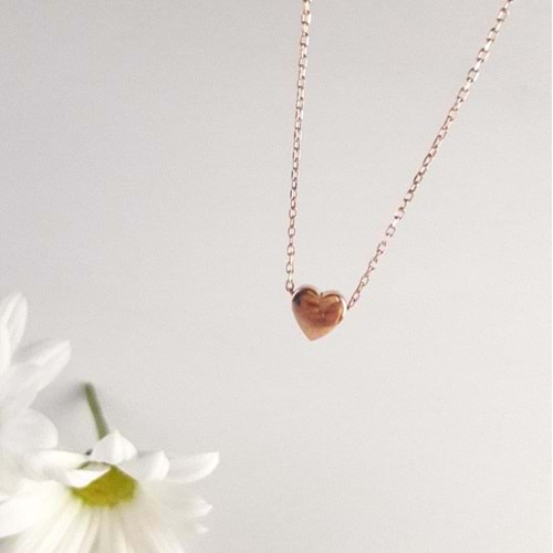 MİNİMAL KALP GÜMÜŞ KOLYE - ROSE BAKIR