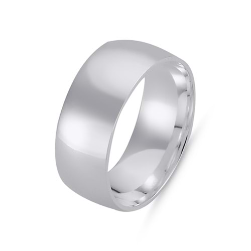 8 MM BOMBELİ SADE GÜMÜŞ ALYANS - GYS - 17