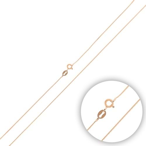 15 MİKRON YUVARLAK YILAN ZİNCİR GÜMÜŞ KOLYE (50 CM) - ROSE ALTIN KAPLAMA (BAKIR)