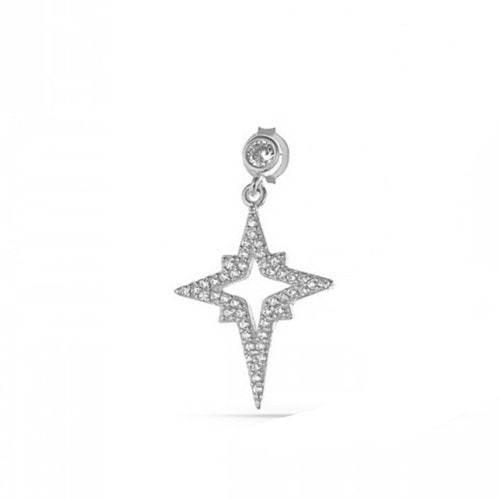 SALLANTILI KUTUP YILDIZI GÜMÜŞ ÇİVİ KÜPE (TEK) - RODYUM KAPLAMA