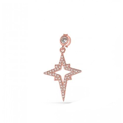 SALLANTILI KUTUP YILDIZI GÜMÜŞ ÇİVİ KÜPE (TEK) - ROSE ALTIN KAPLAMA