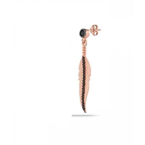 3 CM TÜY ÇİVİ GÜMÜŞ KÜPE (TEK) - SİYAH ZİRKON TAŞ