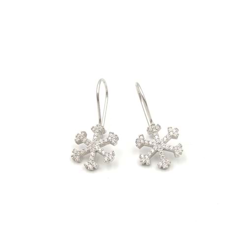 SALLANTILI KAR TANESİ GÜMÜŞ KÜPE - RODYUM BEYAZ