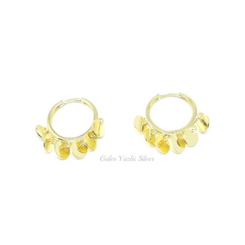 15 MM SALLANTILI PULLU SHAKIRA GÜMÜŞ KÜPE - ALTIN SARI