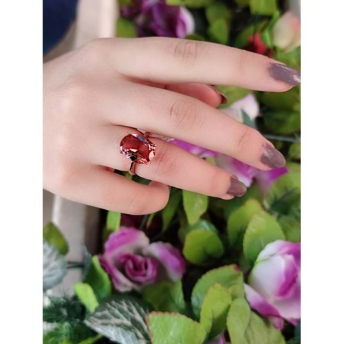 OVAL SULTANİT TAŞLI SADE GÜMÜŞ YÜZÜK - 16