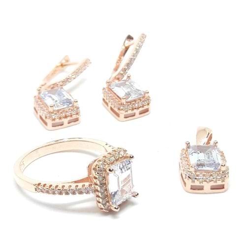 9 MM BAGET 3 LÜ GÜMÜŞ SET - ROSE ALTIN KAPLAMA - 14