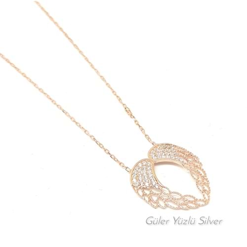 KANAT GÜMÜŞ KOLYE - ROSE ALTIN KAPLAMA