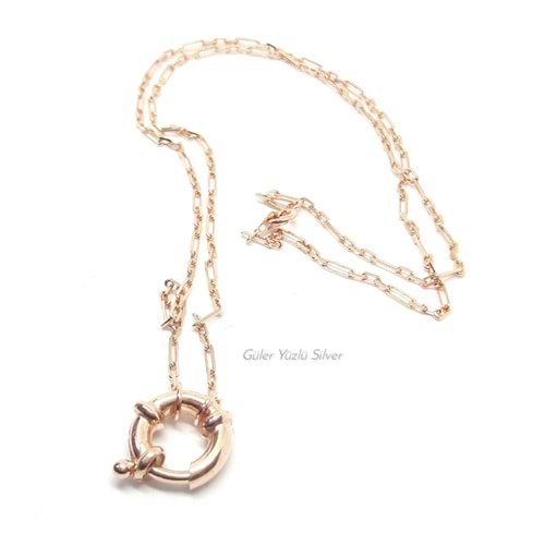 UCU KANCALI GÜMÜŞ 55 CM ZİNCİR KOLYE - ALTIN KAPLAMA (SARI)