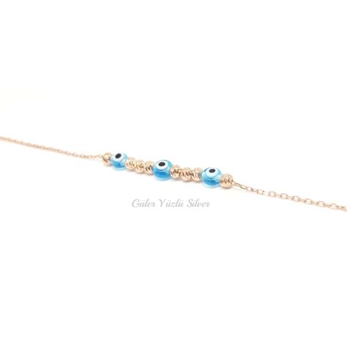 DORİCA NAZAR BONCUKLU GÜMÜŞ BİLEKLİK - ROSE ALTIN KAPLAMA (BAKIR) - GYS01641-ROSE ALTIN KAPLAM-STD