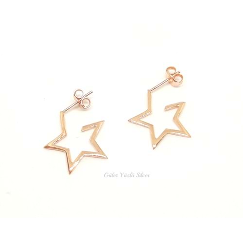 TARZ İÇİ BOŞ YILDIZ ÇİVİ GÜMÜŞ KÜPE - ROSE ALTIN KAPLAMA (BAKIR) - GYS01732-ROSE ALTIN KAPLAM-STD