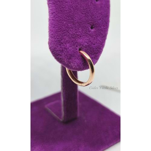 13 MM DÜZ HALKA GÜMÜŞ KÜPE - ROSE ALTIN KAPLAMA (BAKIR)