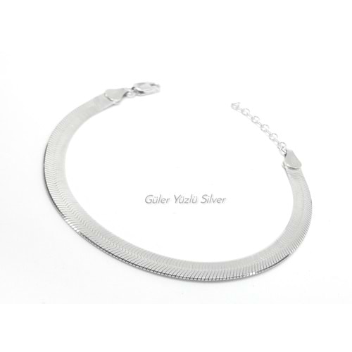 ITALY DAMGALI ORJINAL ITALYAN YASSI GÜMÜŞ BİLEKLİK - RODYUM KAPLAMA (BEYAZ) - GYS01901-RODYUM KAPLAMA (B-STD
