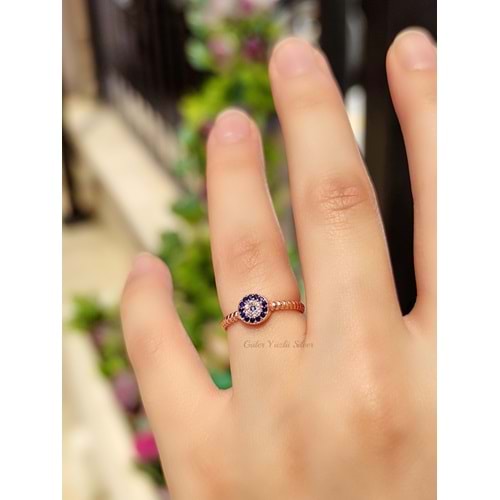 AYARLANABİLİR SOSYETE GÖZÜ ÇITIR GÜMÜŞ YÜZÜK - ROSE ALTIN KAPLAMA (BAKIR)