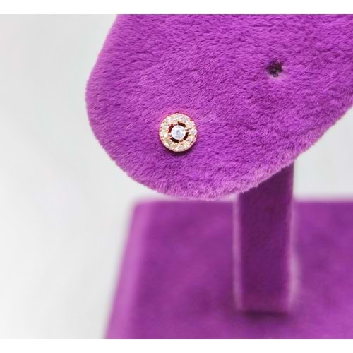 İTHAL MİNİ YUVARLAK ÇİVİ GÜMÜŞ KÜPE - ROSE ALTIN KAPLAMA (BAKIR)