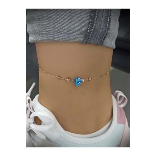 DORİCA CAM BONCUK GÜMÜŞ HALHAL