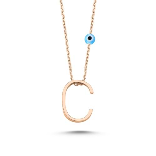 C HARF GÜMÜŞ KOLYE - ROSE ALTIN KAPLAMA (BAKIR)