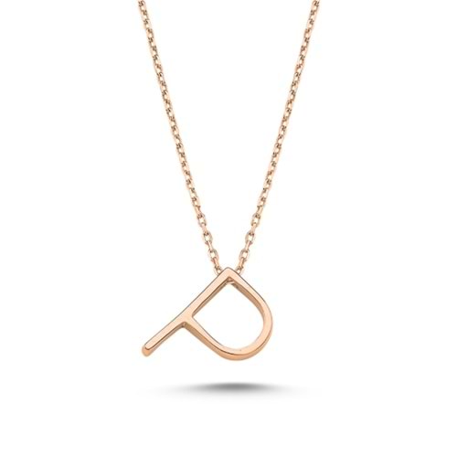 P HARF GÜMÜŞ KOLYE - ROSE ALTIN KAPLAMA (BAKIR)