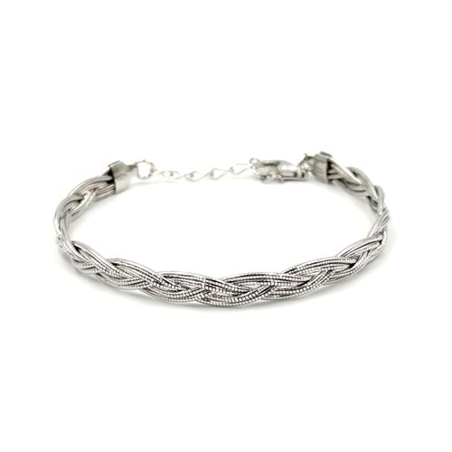 ITALYAN ÖRGÜ GÜMÜŞ BİLEKLİK - RODYUM BEYAZ