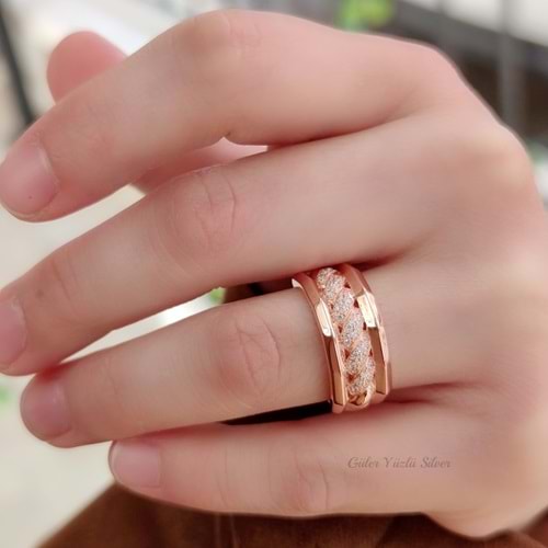 TAŞLI BURGU DETAY GÜMÜŞ YÜZÜK - 19