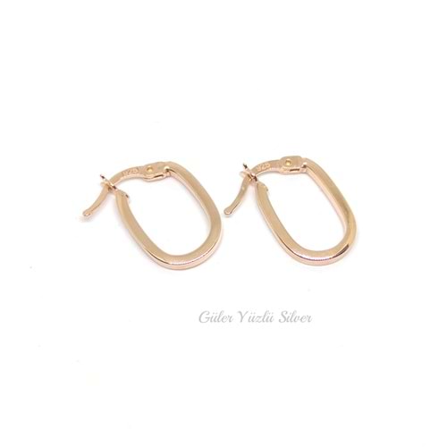 9 MM OVAL İTHAL HALKA GÜMÜŞ KÜPE - ROSE ALTIN KAPLAMA (BAKIR)