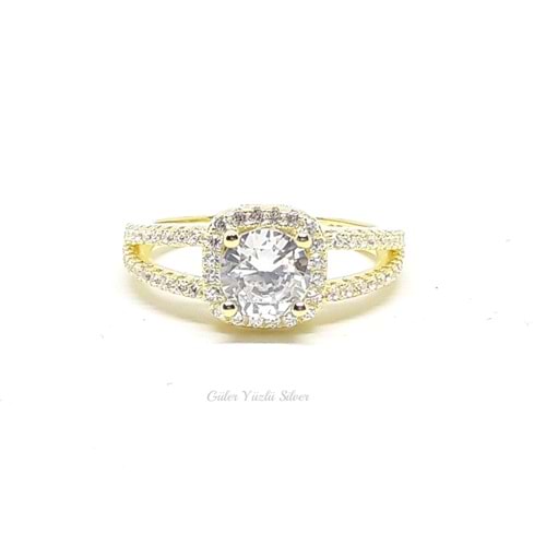 İTHAL ÇİFT SIRA YUVARLAK TAŞLI GÜMÜŞ YÜZÜK - 13