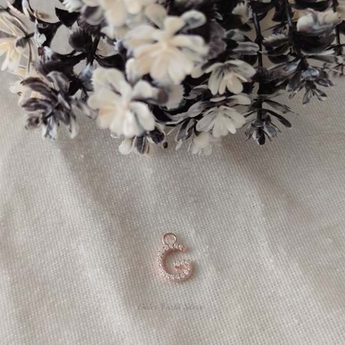 İTHAL TAŞLI HARF ( KOLYE KÜPE BİLEKLİK UCU) - ROSE ALTIN KAPLAMA (BAKIR) - G HARFİ