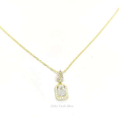 MİNİ BAGET GÜMÜŞ KOLYE - ALTIN KAPLAMA (SARI)