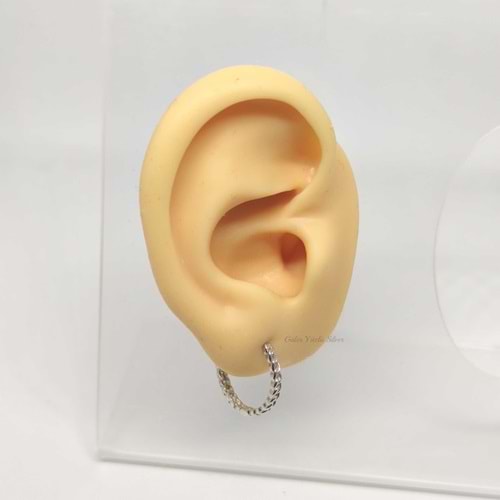 15 MM ZİNCİR DESEN HALKA GÜMÜŞ KÜPE - RODYUM BEYAZ