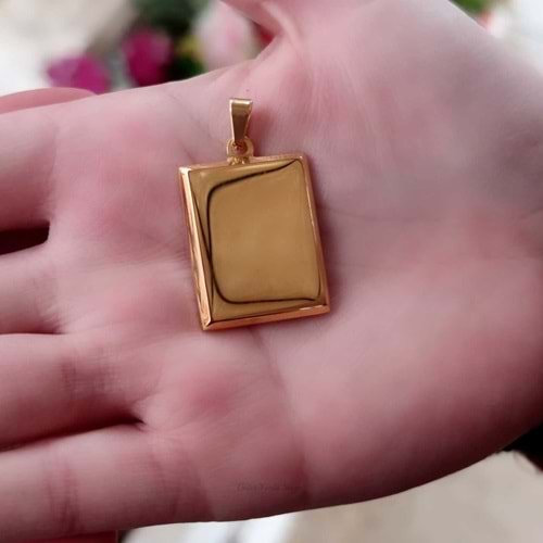 316L ÇELİK DİKDÖRTGEN KOLYE UCU - ALTIN SARI