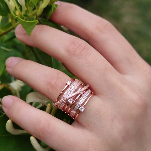 TREND SARMAL GÜMÜŞ YÜZÜK - ROSE BAKIR - 16