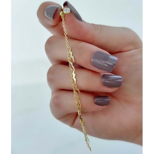 SALLANTILI ŞİMŞEK - TEK - GÜMÜŞ KÜPE - ALTIN SARI