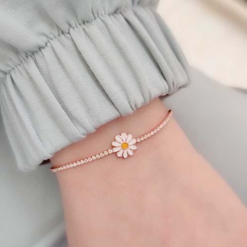 İTHAL SU YOLU MİNİ PAPATYA GÜMÜŞ BİLEKLİK - ROSE BAKIR