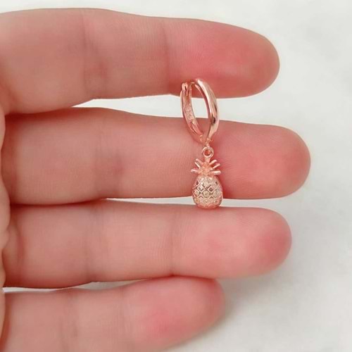 ANANAS - TEK - HALKA GÜMÜŞ KÜPE - ROSE BAKIR