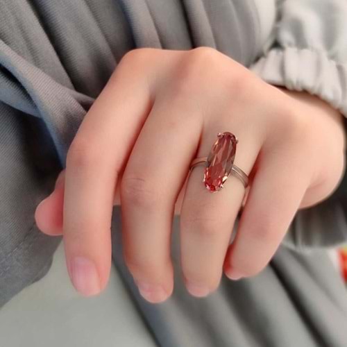 SULTANİT GÜMÜŞ YÜZÜK - RODYUM BEYAZ - 14