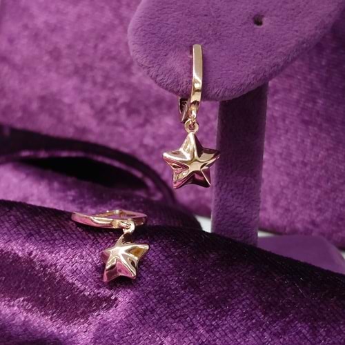 BOMBELİ YILDIZ J HALKA GÜMÜŞ KÜPE - ROSE BAKIR