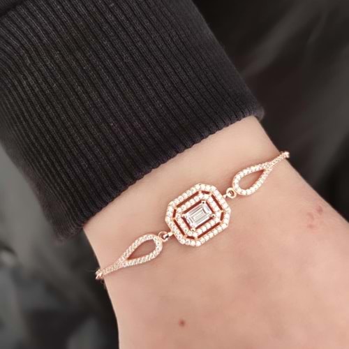 PIRLANTA MONTÜR BAGET GÜMÜŞ BİLEKLİK - ROSE BAKIR